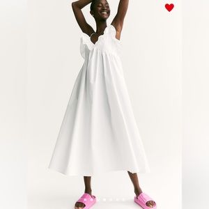 H&M White Flounce Trimmed Dress